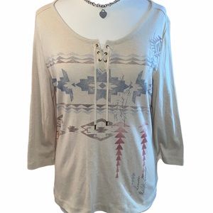 Ralph Lauren Tribal Aztec Lace Up Top